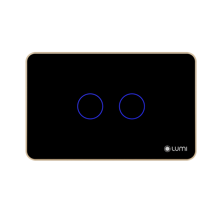 Công tắc cảm ứng Luto kính phẳng, viền thẳng – 2 nút | Chữ Nhật