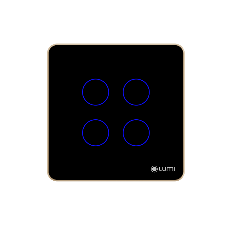 Công tắc cảm ứng Luto kính phẳng, viền thẳng – 4 nút | Vuông